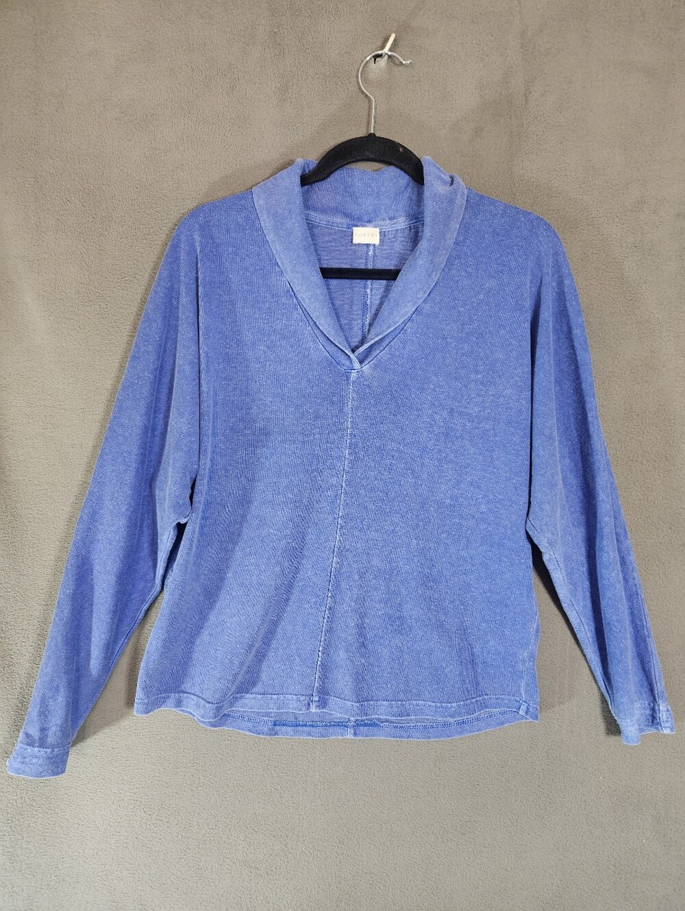 Poetry Womens 4 Hemp Organic Cotton Shirt Blue Collar Lagenlook Boho Pullover